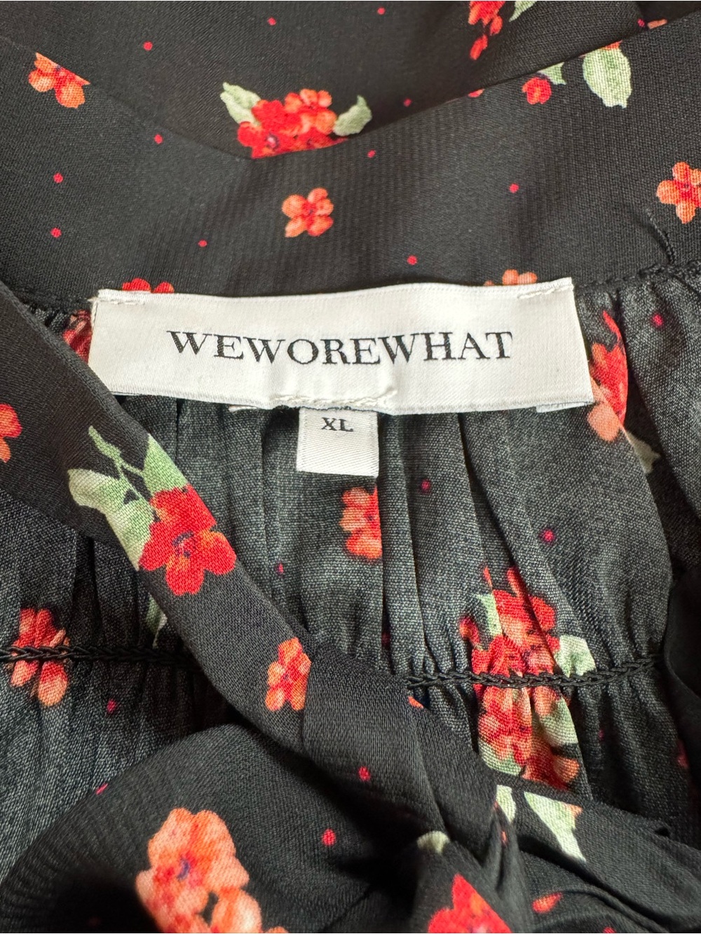 WEWOREWHAT Polka Dot Floral High Low Dress Black Floral XL - Picture 9 of 9